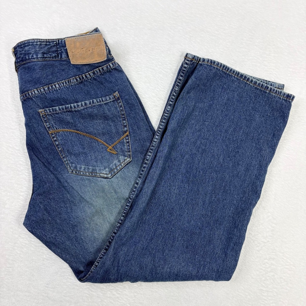 Unionbay Mens Straight Baggy Blue Jeans 36x30 Medium Wash Y2K Denim YB83895